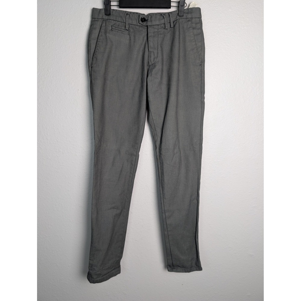 Zara Man Pants Mens 33x32‎ Gray Slim Fit Micro Print Stretch Chino Casual